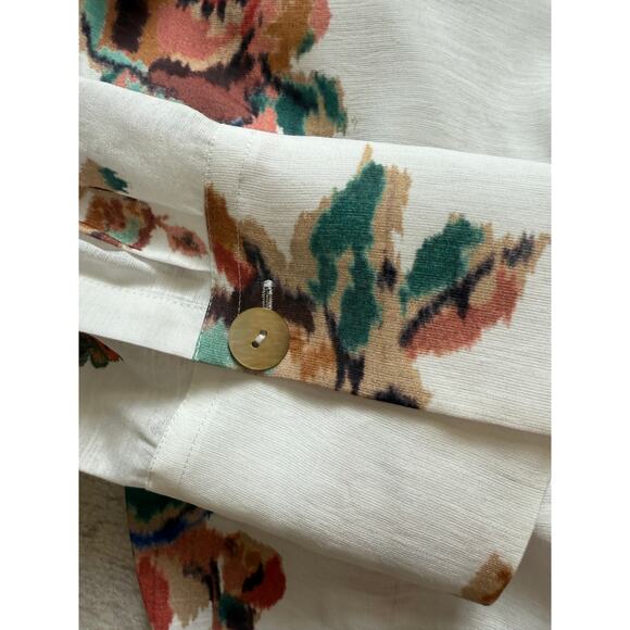 Vince Ikat Floral Wrap Shirt Size Large - Picture 7 of 8